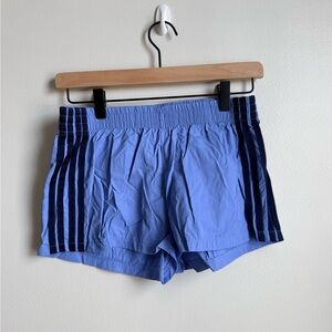 Edikted Light Blue Athletic Shorts with Navy Stripes